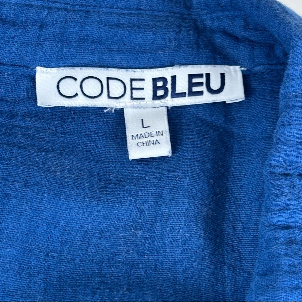 Code Bleu Deep Blue Button-Down 100% cotton Shirt L - Picture 6 of 16